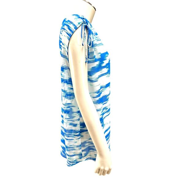 Vince Camuto Two by Small Blue White Abstract Print V Neck Sleeveless Tunic Top - Picture 5 of 7